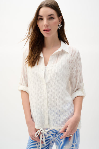 Blouse cocon en tissu tissé avec cordon coulissant - Joseph Ribkoff #262062