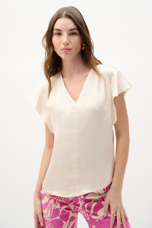 Haut en satin recyclé avec manches papillon - Joseph Ribkoff #262086