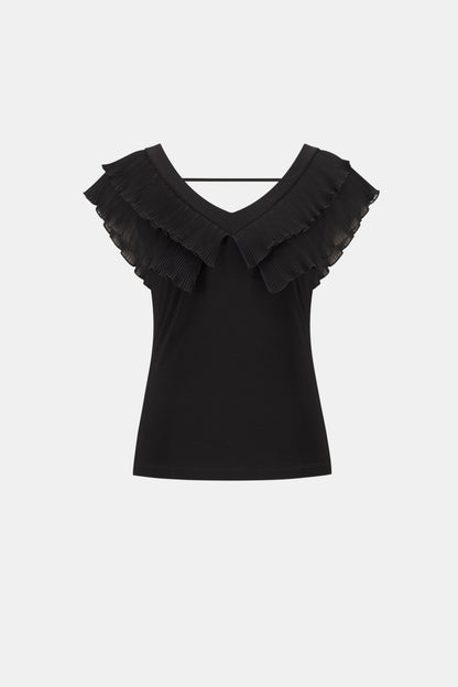 Haut ajusté en tricot soyeux et georgette avec plis - Joseph Ribkoff #262089