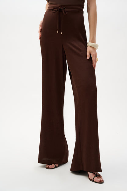 Pantalon à enfiler à jambe large en satin froissé - Joseph Ribkoff #262152