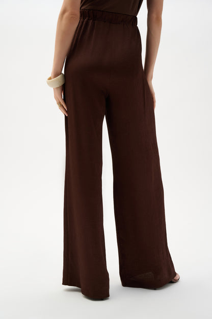 Pantalon à enfiler à jambe large en satin froissé - Joseph Ribkoff #262152