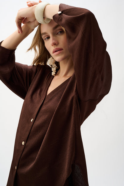 Haut boxy en satin froissé avec manches dolman - Joseph Ribkoff #262153
