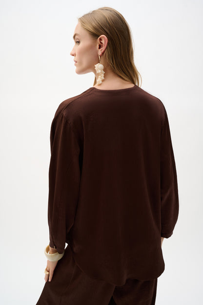 Haut boxy en satin froissé avec manches dolman - Joseph Ribkoff #262153