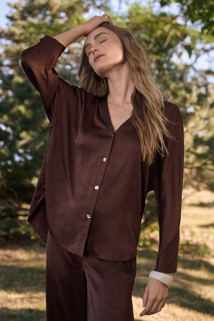 Haut boxy en satin froissé avec manches dolman - Joseph Ribkoff #262153