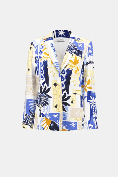 Veston ajusté à imprimé tropical en tricot soyeux - Joseph Ribkoff #262232