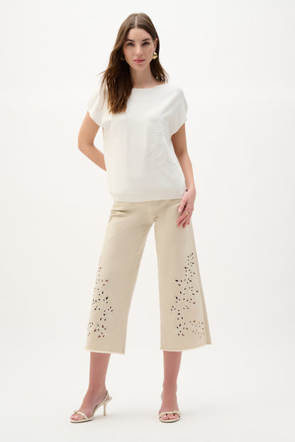 Viscose knit top with embroidered flowers - Joseph Ribkoff #262942