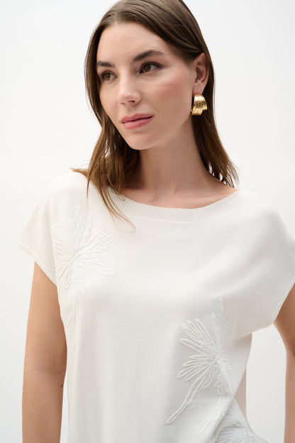 Viscose knit top with embroidered flowers - Joseph Ribkoff #262942