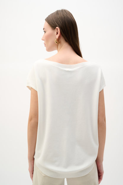 Viscose knit top with embroidered flowers - Joseph Ribkoff #262942