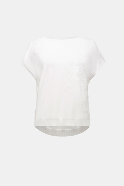 Viscose knit top with embroidered flowers - Joseph Ribkoff #262942