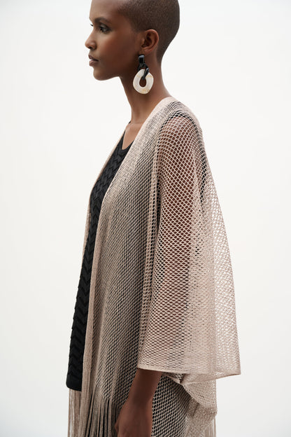 Draped open-knit jacket with fringe - Joseph Ribkoff #262973