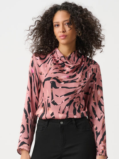 Haut texturé en satin à imprimé animal et encolure bénitier - Joseph Ribkoff #263003