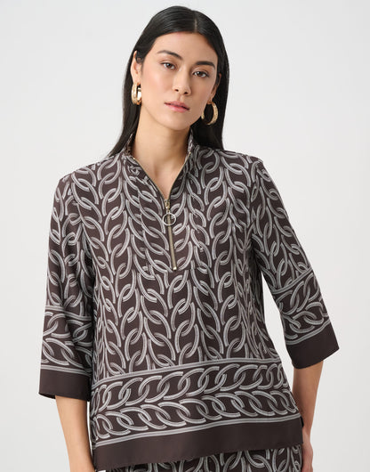 Boxy top in recycled woven chain print fabric - Joseph Ribkoff #263054