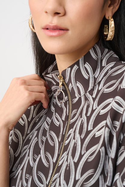 Boxy top in recycled woven chain print fabric - Joseph Ribkoff #263054