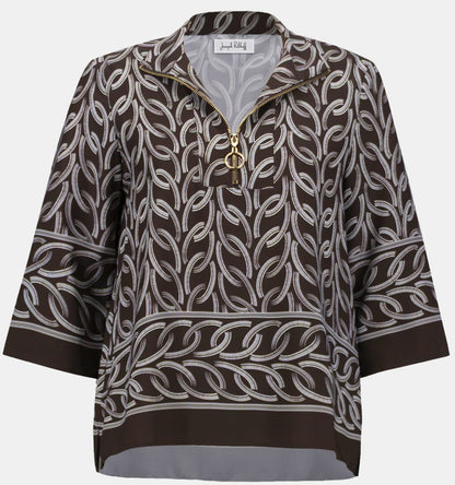 Boxy top in recycled woven chain print fabric - Joseph Ribkoff #263054