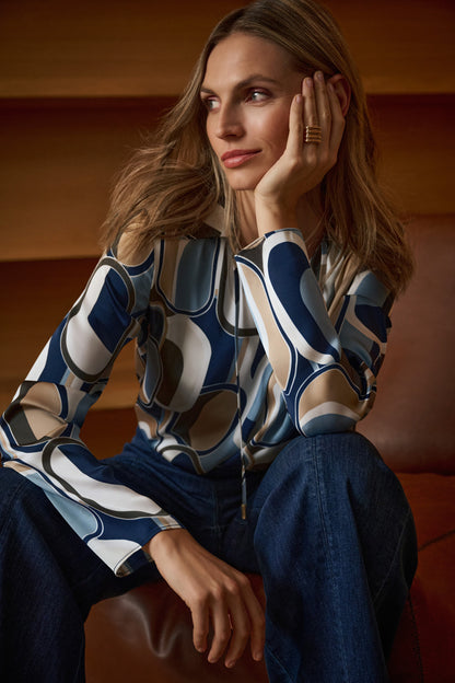 Geometric Recycled Satin Top - Joseph Ribkoff #263071