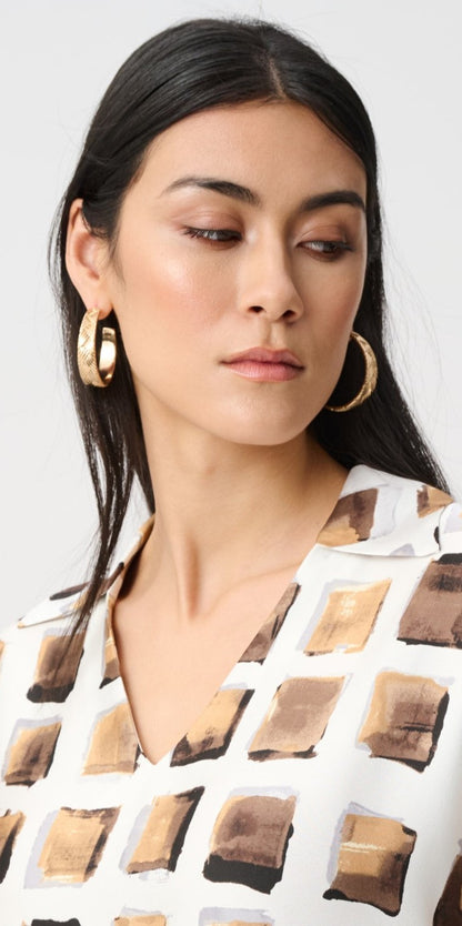 Haut boxy en satin recyclé à imprimé géométrique - Joseph Ribkoff #263088