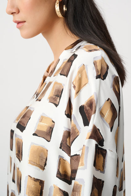 Haut boxy en satin recyclé à imprimé géométrique - Joseph Ribkoff #263088