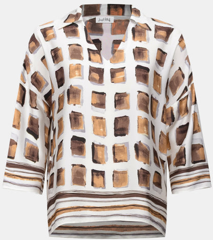 Haut boxy en satin recyclé à imprimé géométrique - Joseph Ribkoff #263088