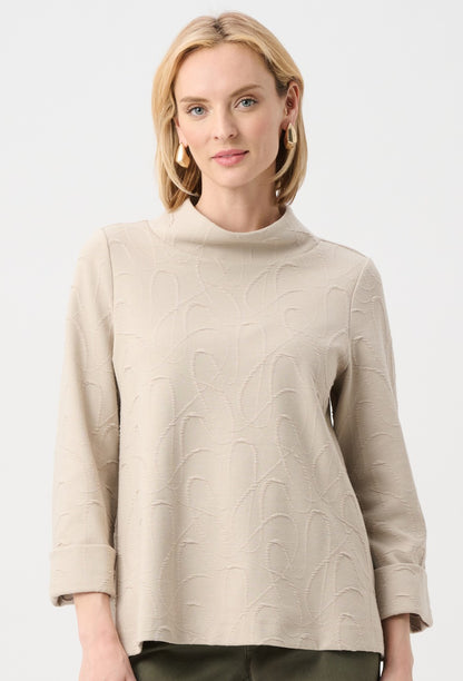 Haut trapèze en tricot jacquard à col entonnoir - Joseph Ribkoff  #263126
