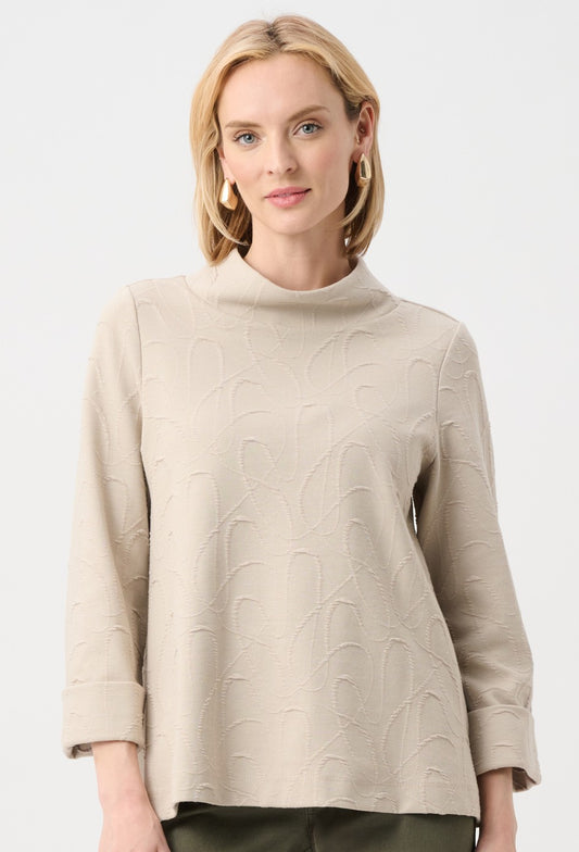 Haut trapèze en tricot jacquard à col entonnoir - Joseph Ribkoff  #263126