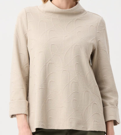 Haut trapèze en tricot jacquard à col entonnoir - Joseph Ribkoff  #263126