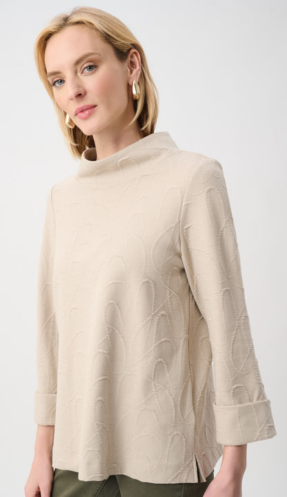 Haut trapèze en tricot jacquard à col entonnoir - Joseph Ribkoff  #263126