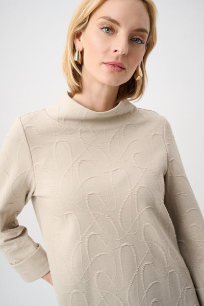 Haut trapèze en tricot jacquard à col entonnoir - Joseph Ribkoff  #263126