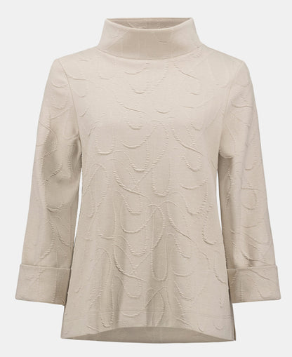 Haut trapèze en tricot jacquard à col entonnoir - Joseph Ribkoff  #263126