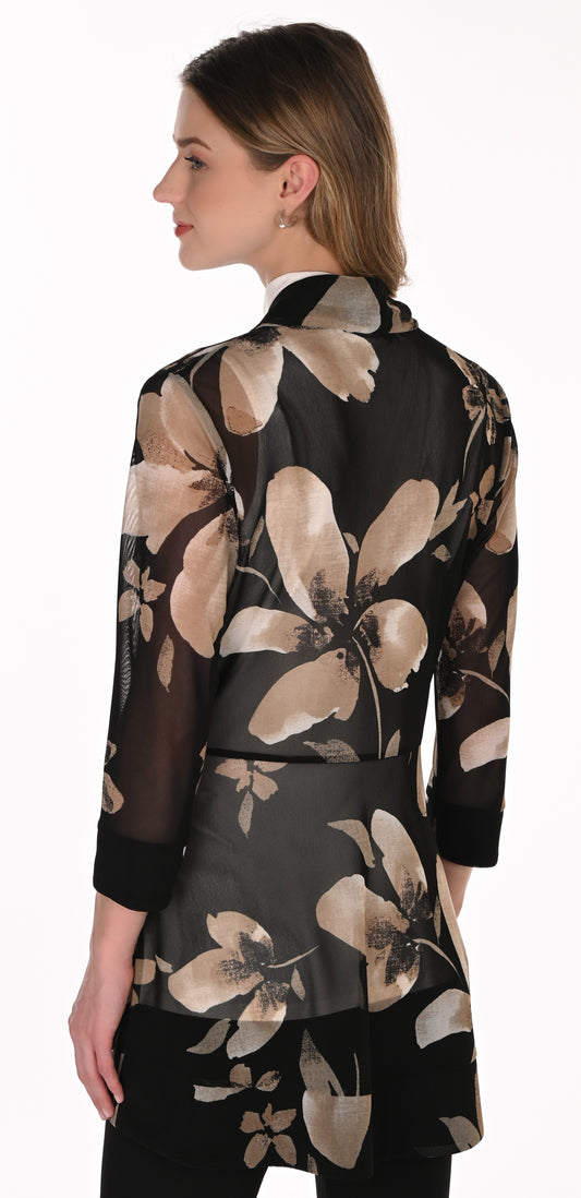 Cardigan en tricot filet à imprimé floral - Frank Lyman  #263438