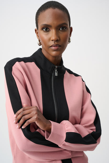 Color Block Scuba Knit Funnel Neck Jacket - Joseph Ribkoff #263621