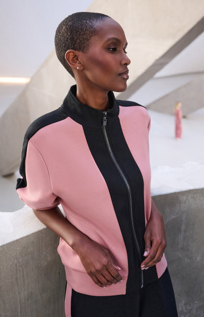 Color Block Scuba Knit Funnel Neck Jacket - Joseph Ribkoff #263621