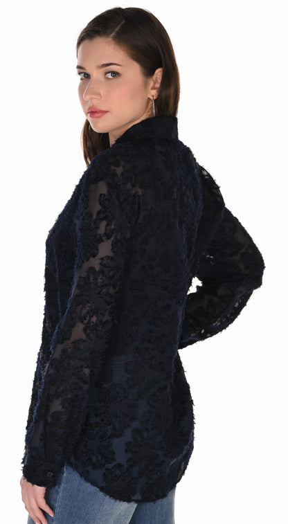 Frank Lyman - Textured Floral Blouse with Delicate Sheen #263712