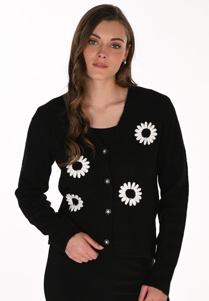 Floral Appliqué Knit Short Cardigan – Frank Lyman #263728