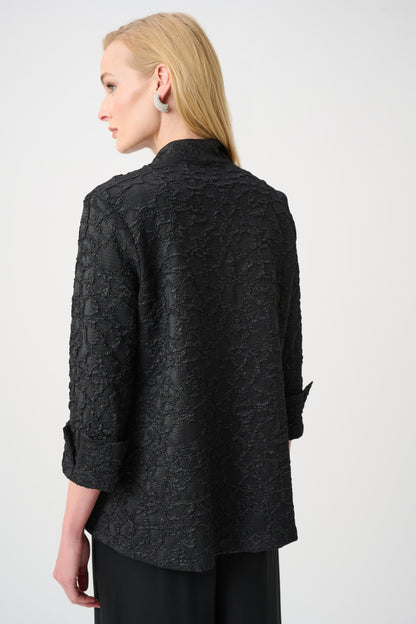 Signature | Blouson trapèze en jacquard texturé en lurex à col à revers - Joseph Ribkoff  #263761
