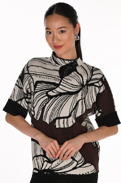 Haut en tricot à motif floral surdimensionné - Frank Lyman  #263773