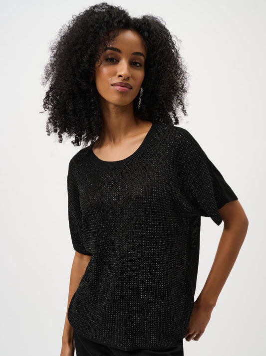 T-shirt en tricot métallique avec strass - Joseph Ribkoff #263900CO