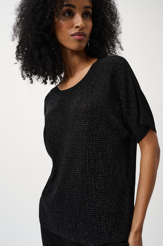 T-shirt en tricot métallique avec strass - Joseph Ribkoff #263900CO