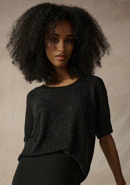T-shirt en tricot métallique avec strass - Joseph Ribkoff #263900CO