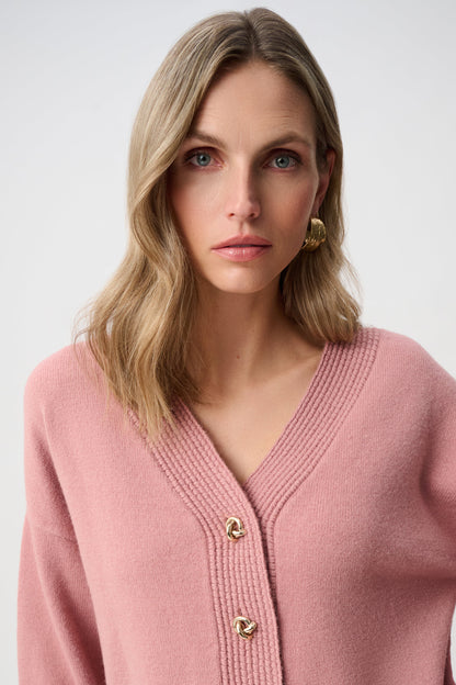 Cardigan en tricot brossé à encolure en V et coupe boxy #263952