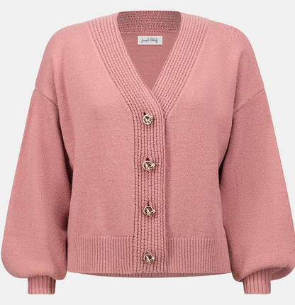 Cardigan en tricot brossé à encolure en V et coupe boxy #263952