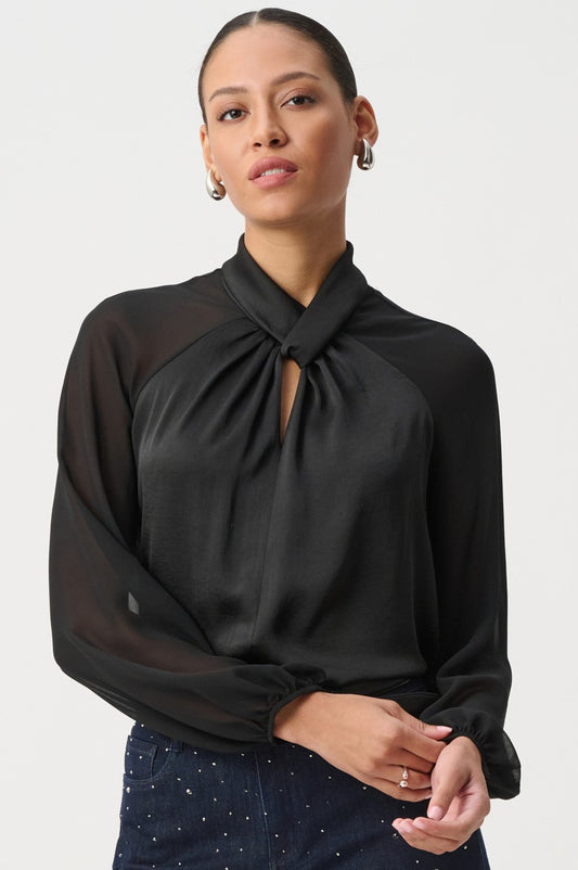 Haut en satin avec manches en mousseline - Joseph Ribkoff  #264119