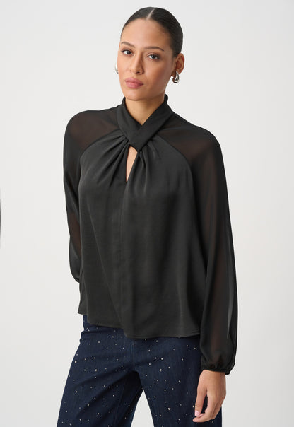 Haut en satin avec manches en mousseline - Joseph Ribkoff  #264119