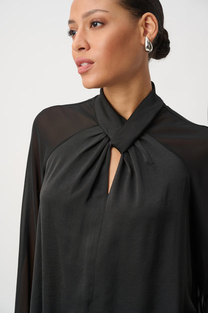 Haut en satin avec manches en mousseline - Joseph Ribkoff  #264119