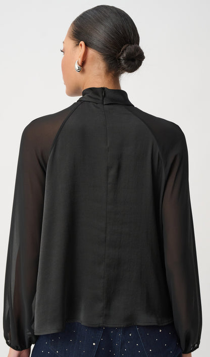 Haut en satin avec manches en mousseline - Joseph Ribkoff  #264119