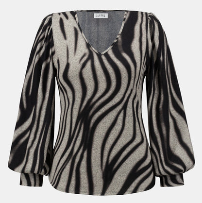 Haut en tissu à mailles de style pull à imprimé animal - Joseph Ribkoff #264207