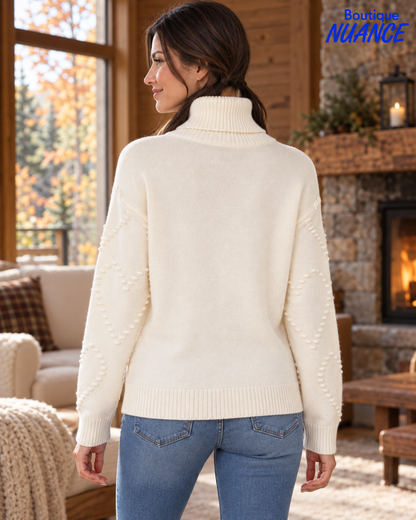 Pull à col roulé et motifs de cœurs en relief – Frank Lyman #264817