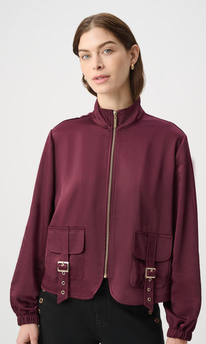 Puff-Sleeve Satin Utility Jacket - Joseph Ribkoff #264939
