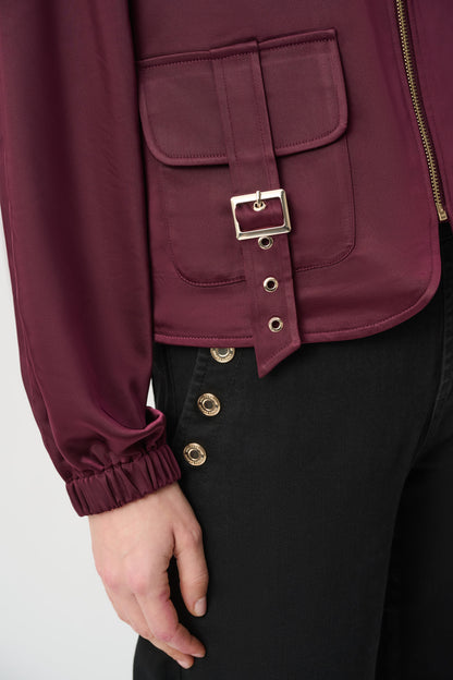 Puff-Sleeve Satin Utility Jacket - Joseph Ribkoff #264939