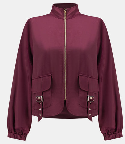 Puff-Sleeve Satin Utility Jacket - Joseph Ribkoff #264939