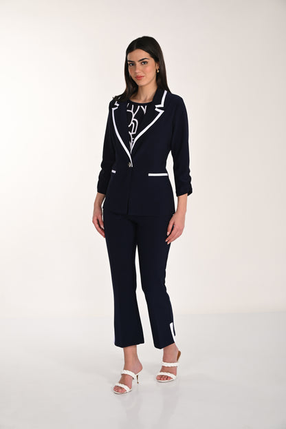 Navy Elegance – The Frank Lyman Contrast Trousers #266011